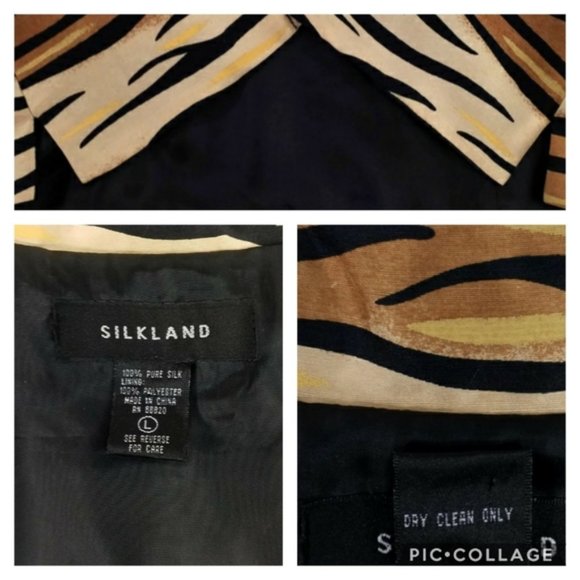 SilkLand Sleeveless Silk Animal Print Zip Up Vest Zipper Womens Size Large - Picture 8 of 8